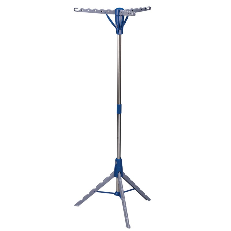 Household Essentials 5009-1 Collapsible Portable Indoor Tripod Clothes Drying Rack for Hanging Laundry | Silver and Blue Medium - Image 1